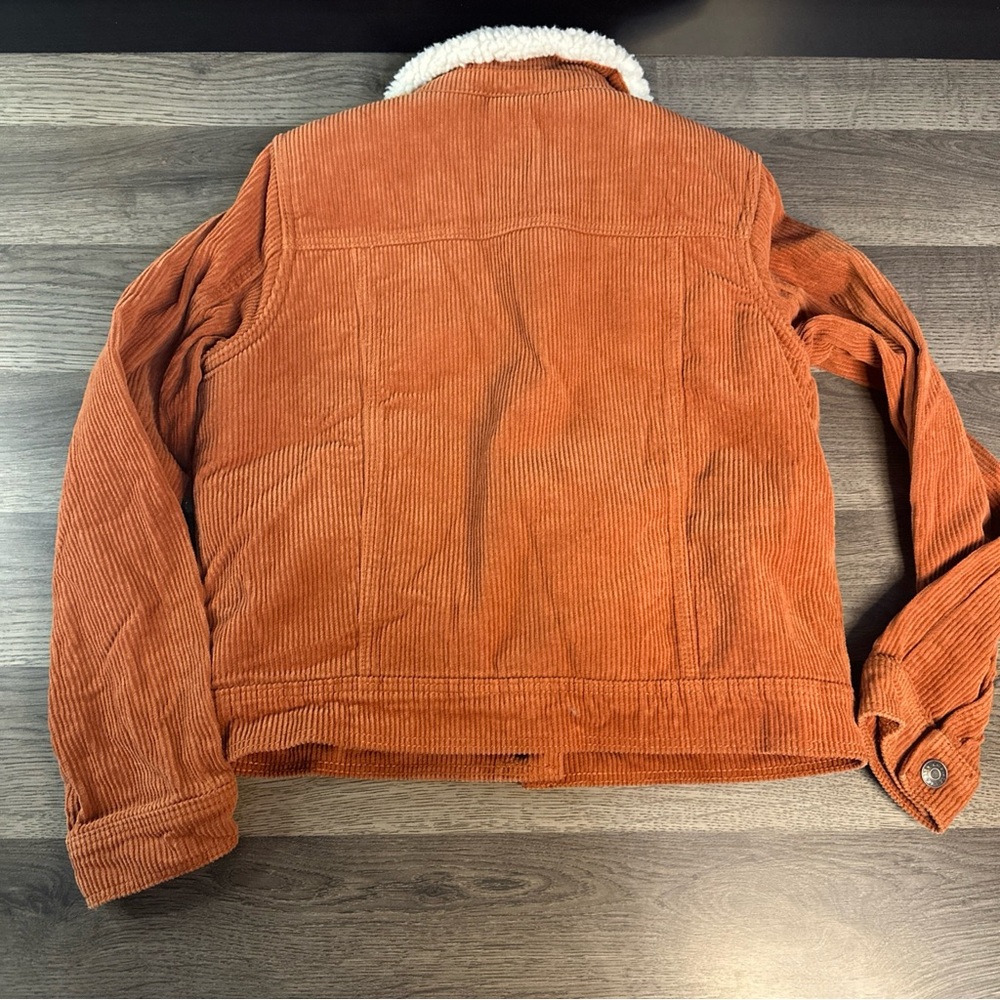 Cat & Jack girl’s Orange Corduroy Jacket with Sherpa Collar - Picture 11 of 12